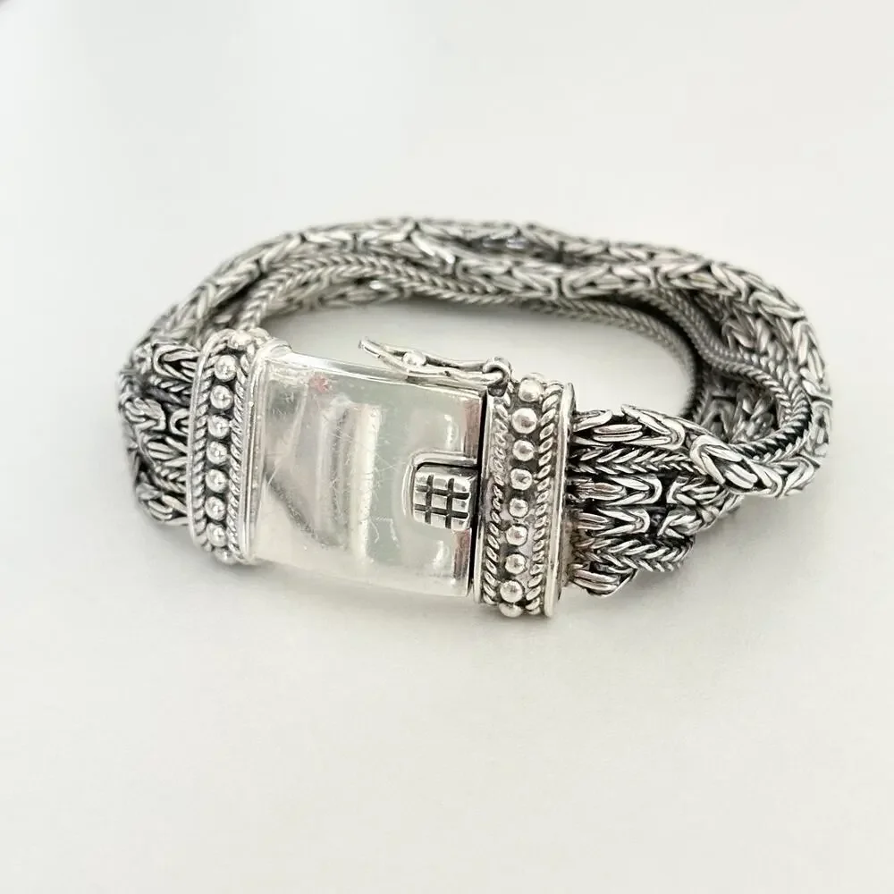 Vintage Silpada 925 Sterling Silver Chunky Five Strand Rows Byzantine Bracelet